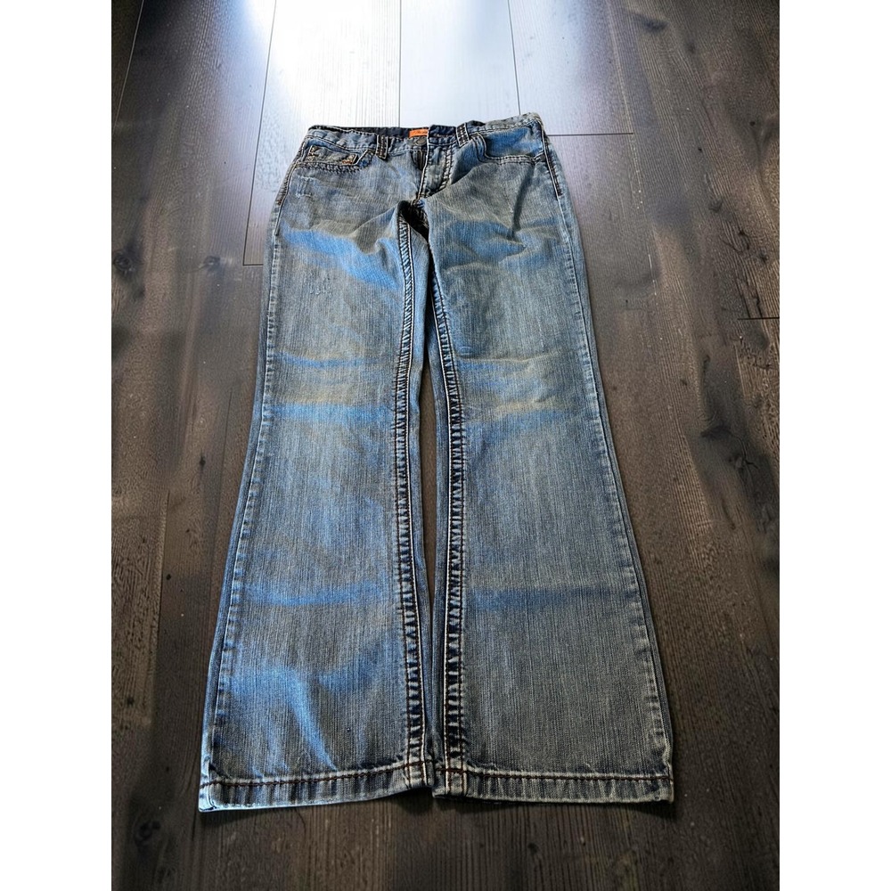 Petrol Industries Peyton Jeans Mens 33x34 Blue Western Bootcut Y2K Heavy Stitch